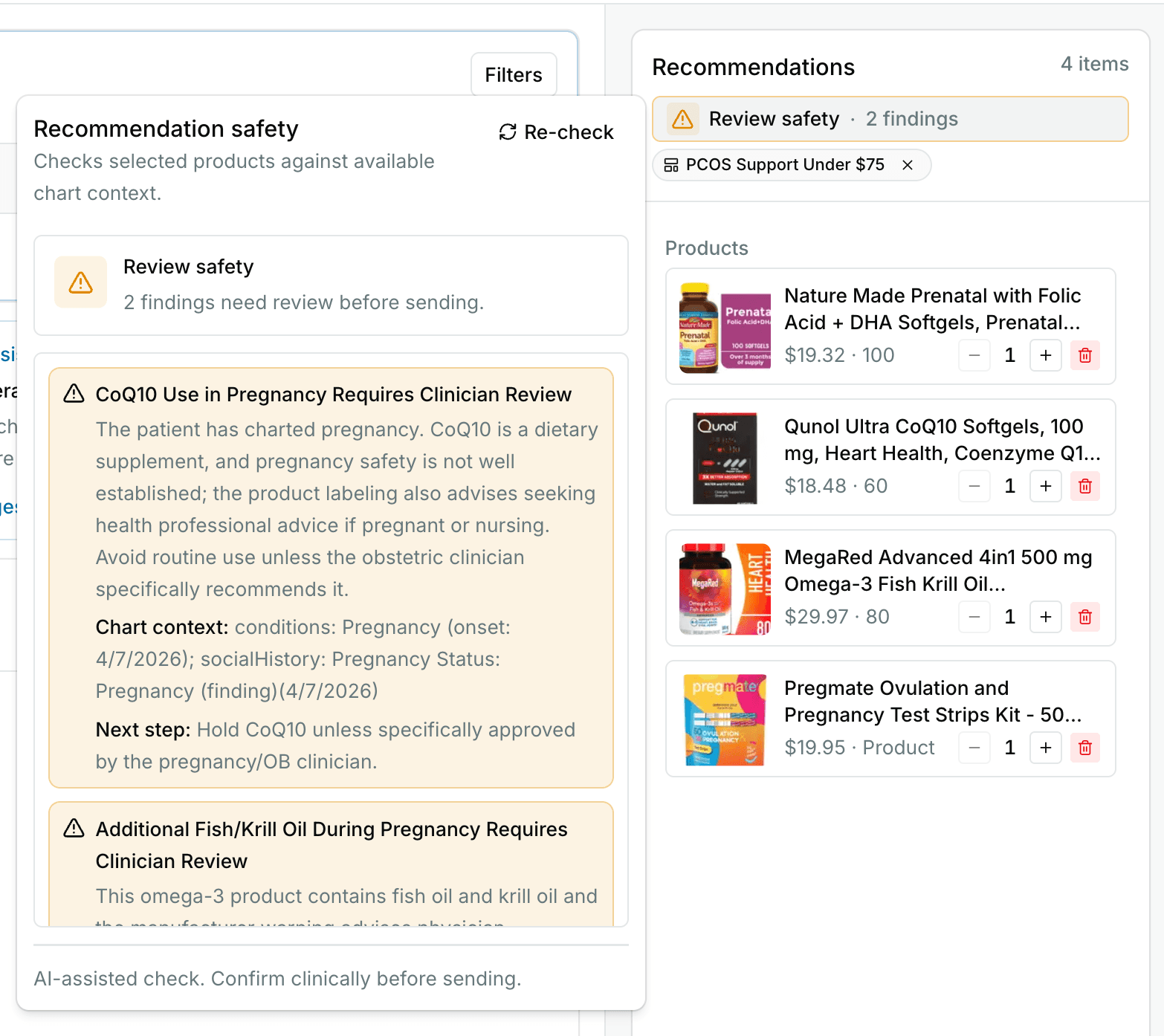 AI cart audit flagging products for review