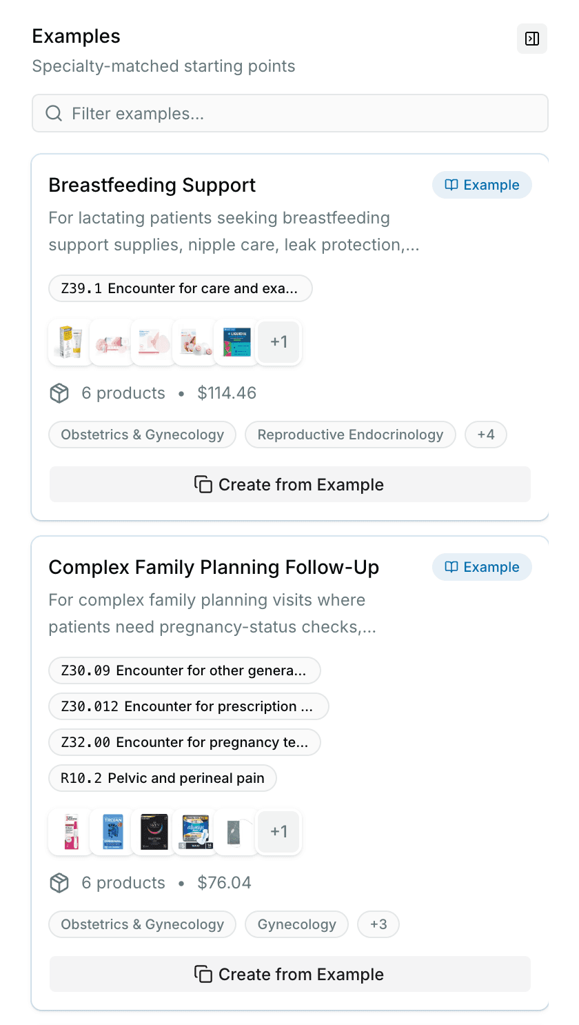 Specialty-matched OB/GYN recommendation templates in Wrapped Health