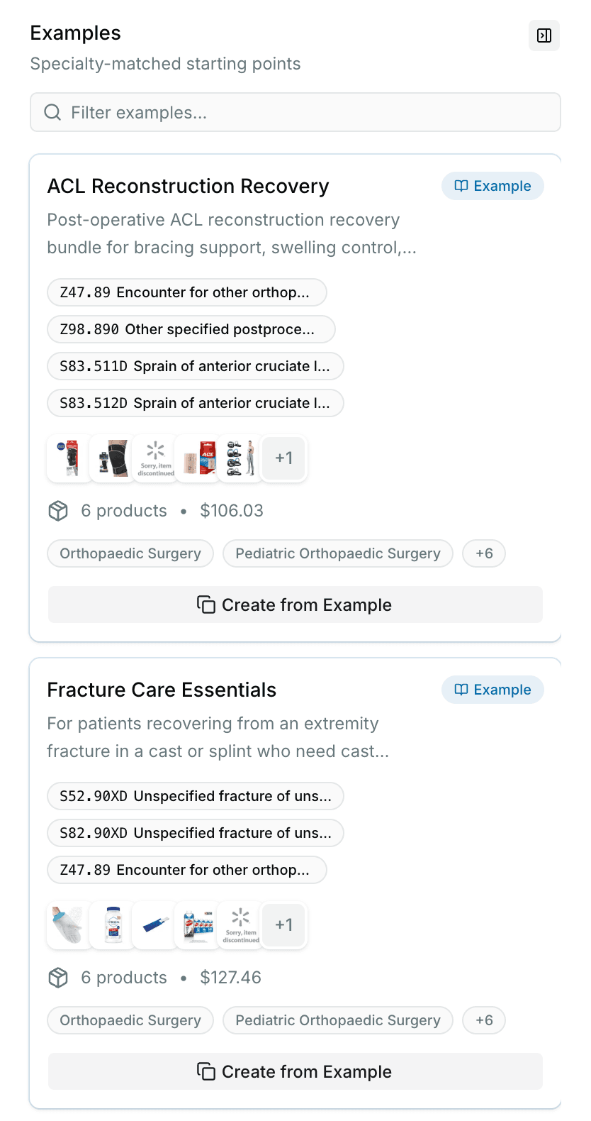 Specialty-matched orthopedics recommendation templates in Wrapped Health